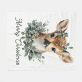 Niedliches Baby Deer Frohe Weihnachten - Aquarell Fleecedecke (Vorderseite (Horizontal))