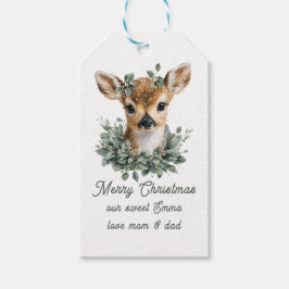 Niedliches Baby Deer Frohe Weihnachten - Aquarell  Geschenkanhänger