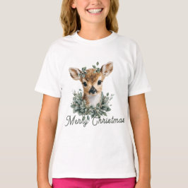 Niedliches Baby Deer Frohe Weihnachten - Aquarell  T-Shirt