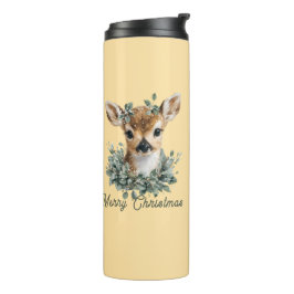 Niedliches Baby Deer Frohe Weihnachten - Aquarell  Thermosbecher
