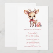 Niedliches Baby Deer mit Geschenken zum Geburtstag Einladung (Vorne/Hinten)