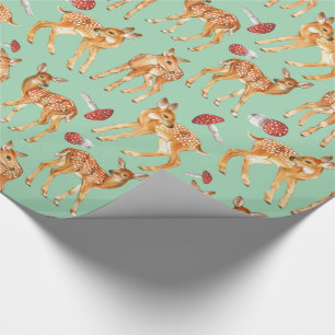 Niedliches Baby Deer Mushroom Türkis-grün Geschenkpapier