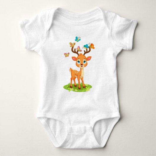 Niedliches Baby Deer Playing mit Butterfles-23475 Baby Strampler (Vorderseite)