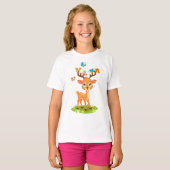 Niedliches Baby Deer Playing mit Butterfles-23475 T-Shirt (Vorne ganz)