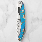 Niedliches Baby Deer und Familie auf Sky Blue Kellnermesser (Vorderseite)