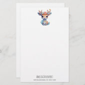 Niedliches Baby Deh mit Antlern und Blume Briefpapier (Vorne/Hinten)