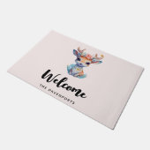 Niedliches Baby Deh mit Antlern und Blume Fußmatte (Schrägansicht)