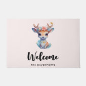Niedliches Baby Deh mit Antlern und Blume Fußmatte (Vorderseite)