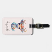 Niedliches Baby Deh mit Antlern und Blume Gepäckanhänger (Vorderseite horizontal)