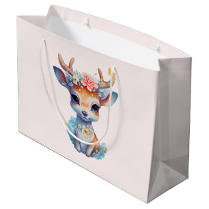 Niedliches Baby Deh mit Antlern und Blume Große Geschenktüte