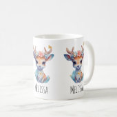 Niedliches Baby Deh mit Antlern und Blume Kaffeetasse (VorderseiteRechts)