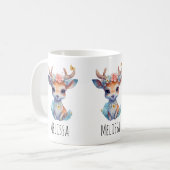 Niedliches Baby Deh mit Antlern und Blume Kaffeetasse (Vorderseite Links)