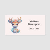 Niedliches Baby Deh mit Antlern und Blume Namensschild (Vorderseite)