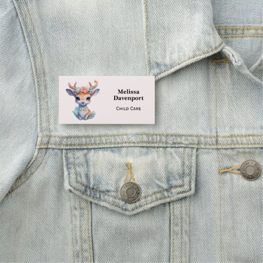 Niedliches Baby Deh mit Antlern und Blume Namensschild (Beispiel)