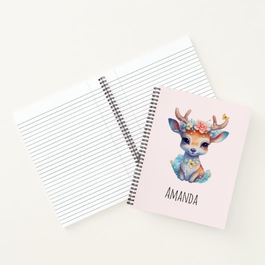 Niedliches Baby Deh mit Antlern und Blume Notizblock (Innenseite)