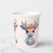 Niedliches Baby Deh mit Antlern und Blume Pappbecher (Rückseite)