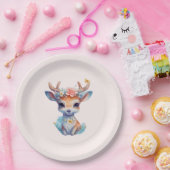 Niedliches Baby Deh mit Antlern und Blume Pappteller (Party)