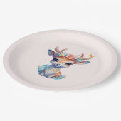 Niedliches Baby Deh mit Antlern und Blume Pappteller (Schrägansicht)