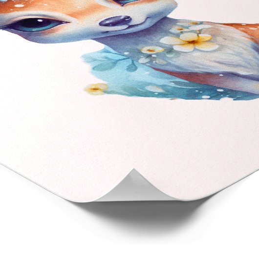 Niedliches Baby Deh mit Antlern und Blume Poster (Ecke)