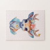 Niedliches Baby Deh mit Antlern und Blume Puzzle (Horizontal)