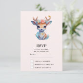 Niedliches Baby Deh mit Antlern und Blume RSVP Karte (Stehend Vorderseite)