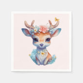 Niedliches Baby Deh mit Antlern und Blume Serviette (Vorderseite)