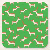 Niedliches Baby Deh und Familie auf hellgrün Rechteckiger Pappuntersetzer (Vorderseite)