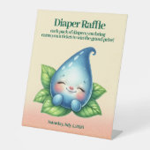 Niedliches Baby-Dewdrop-Windeln-Raffelzeichen Sockelschild (Vorderseite)