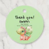 Niedliches Baby Dinosaur Babydusche Geschenkanhänger (Rückseite)