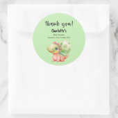 Niedliches Baby Dinosaur Babydusche Runder Aufkleber (Tasche)