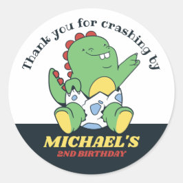 Niedliches Baby Dinosaur und Ei Kindergeburtstag P Runder Aufkleber