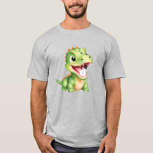 Niedliches Baby Dinosaurier essen Schneemann Weihn T-Shirt
