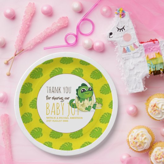Niedliches Baby Dinosaurier Hängedusche Party Jura Pappteller (Party)