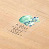 Niedliches Baby Dinosaurier mit Ei-Baby-Dusche Acryleinladungen (Ablage )