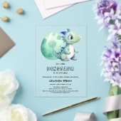 Niedliches Baby Dinosaurier mit Ei-Baby-Dusche Acryleinladungen (In Situ (Hochzeit))