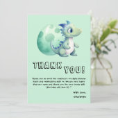Niedliches Baby Dinosaurier mit Ei-Baby-Dusche Dankeskarte (Stehend Vorderseite)