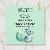 Niedliches Baby Dinosaurier mit Ei-Baby-Dusche Geschenkanhänger (Rückseite)