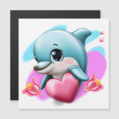 Niedliches Baby-Dolphin mit Valentiner Herz Magnetkarte (Vorne/Hinten)