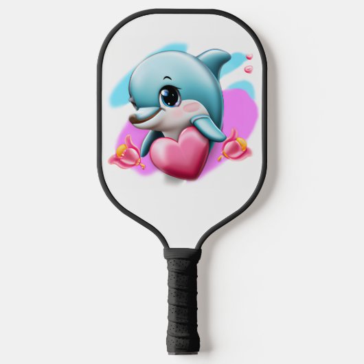 Niedliches Baby-Dolphin mit Valentiner Herz Pickleball Schläger (Vorderseite)