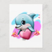 Niedliches Baby-Dolphin mit Valentiner Herz Postkarte (Vorderseite)