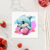 Niedliches Baby-Dolphin mit Valentiner Herz Serviette (Beispiel)