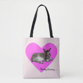 Niedliches Baby Donkey Foal Dream in Big Pink Hear Tasche (Vorderseite)