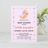 Niedliches Baby Dragon Dinosaurier Ballon Mädchen  Einladung (Stehend Vorderseite)