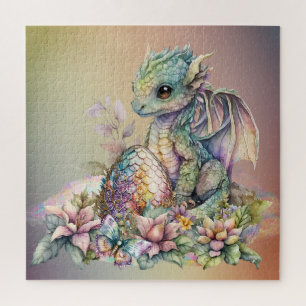 Niedliches Baby Dragon Ei auf Regenbogen Puzzle