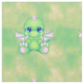 Niedliches Baby Dragon Green & Pink Stoff