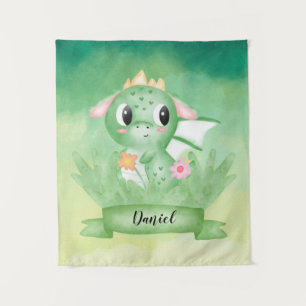 Niedliches Baby Dragon Wasserfarbband Wandteppich