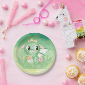 Niedliches Baby Dragon Watercolor Papierplatte Pappteller (Party)