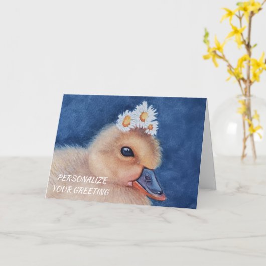Niedliches Baby Duckling individuell einstellbar Karte (Gelbe Blume)