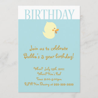 Niedliches Baby Duckling mit Blue Birthday Einladu Einladung