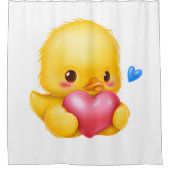 Niedliches Baby-Duckling mit rosafarbenem Valentin Duschvorhang (Vorderseite)